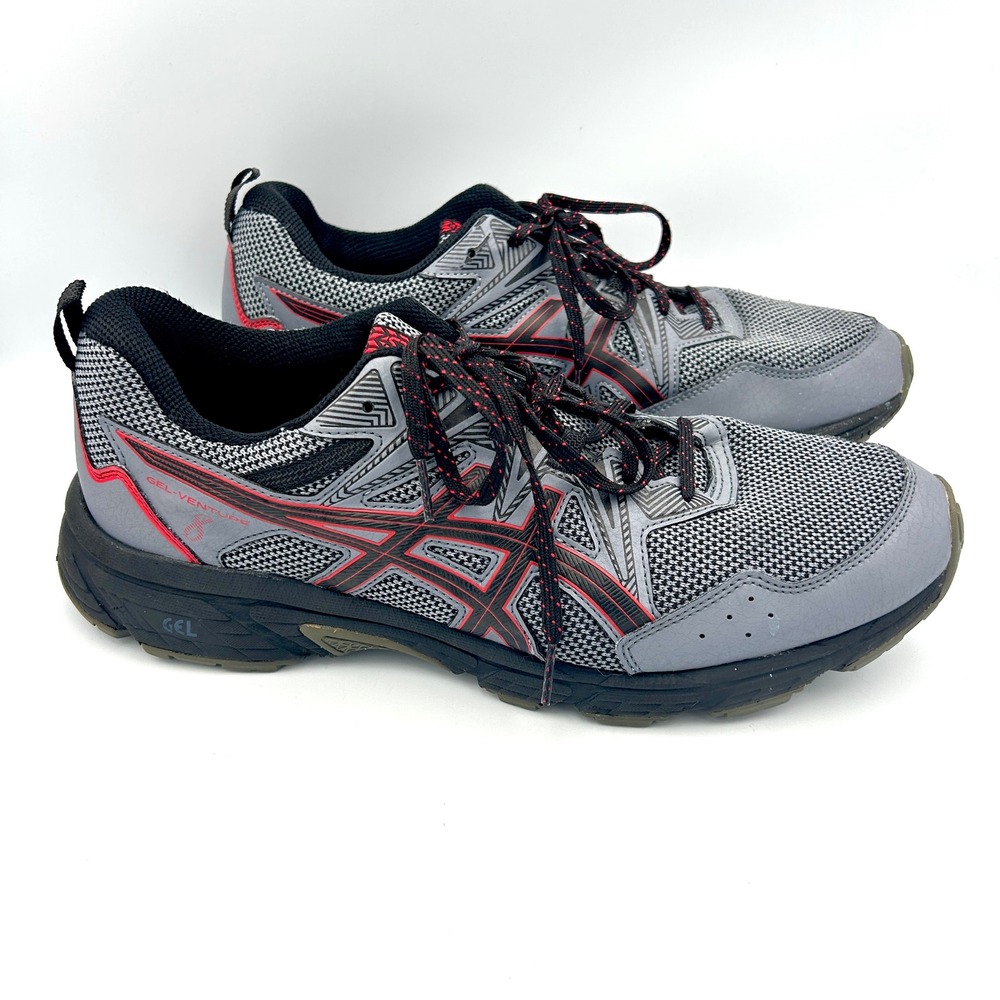 ASICS Gel-Venture 8 Mens Size 13 Trail Running Shoes 13 Gray Red Sneakers